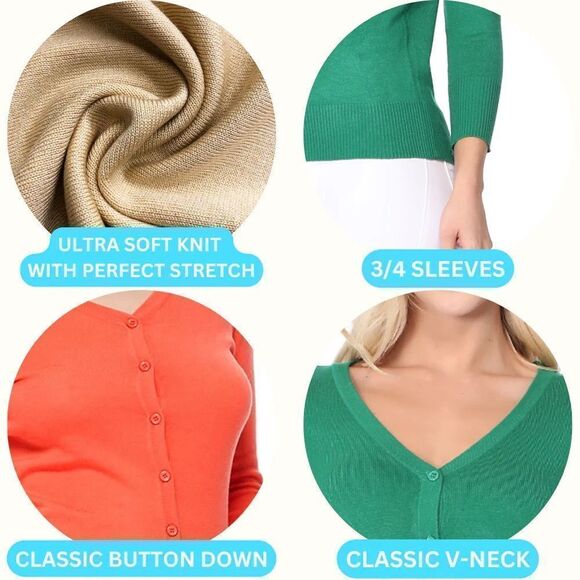 Yemak 3/4 Sleeve V-Neck Cardigan Sweater Blackberry Purple S NWT IN PACKAGE - Picture 4 of 13